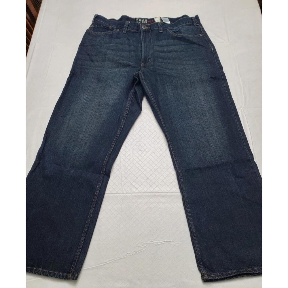 True Nation Jeans Mens 42x32 Blue Relaxed Fit Straight Leg Denim Big &‎ Tall